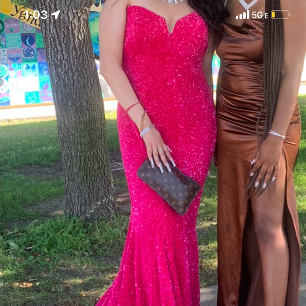 Pink Sequin Mermaid Evening Dress